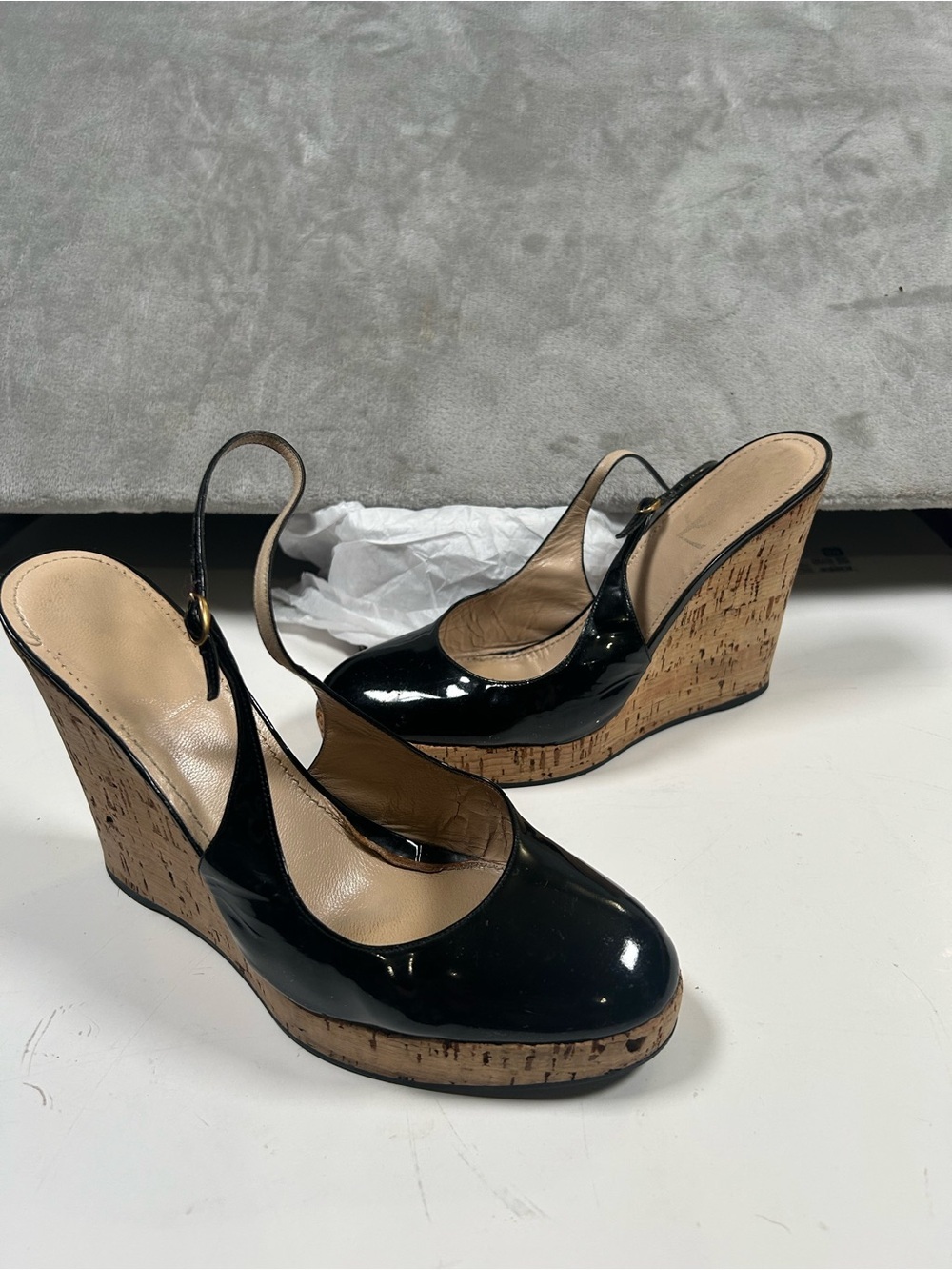 Yves Saint Laurent Black Patent Leather Slingback Clog Mules - Picture 6 of 16